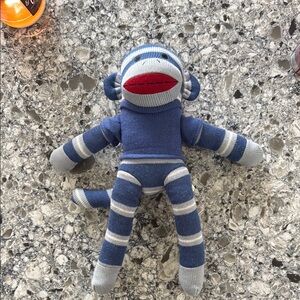 Blue and Gray Sock Monkey Plush Toy